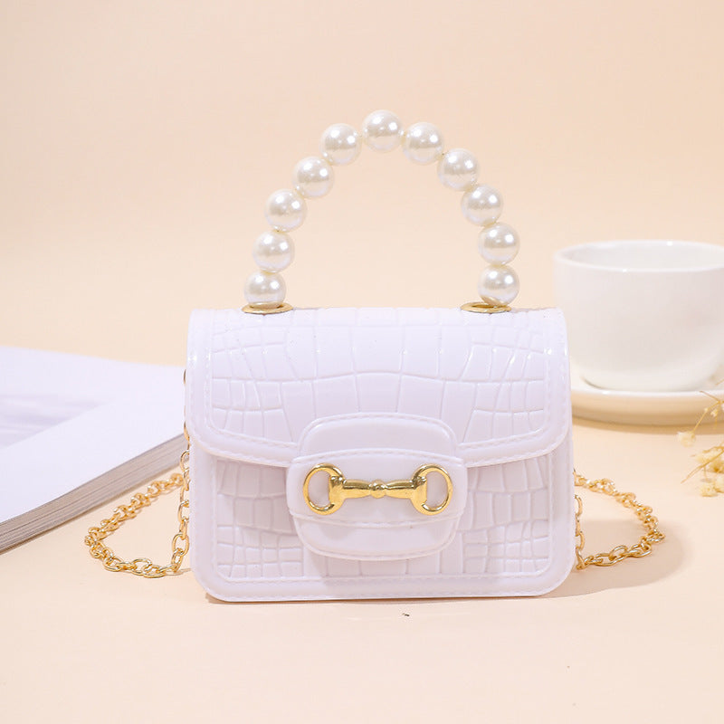 Damen elegante Handtasche mit Perlenhenkel und strukturiertem Design Karnz