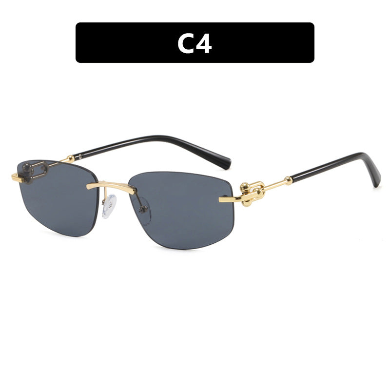 Damen elegante Halbgestell-Brille mit luxuriösem Metallrahmen und transparenten Gläsern Karnz