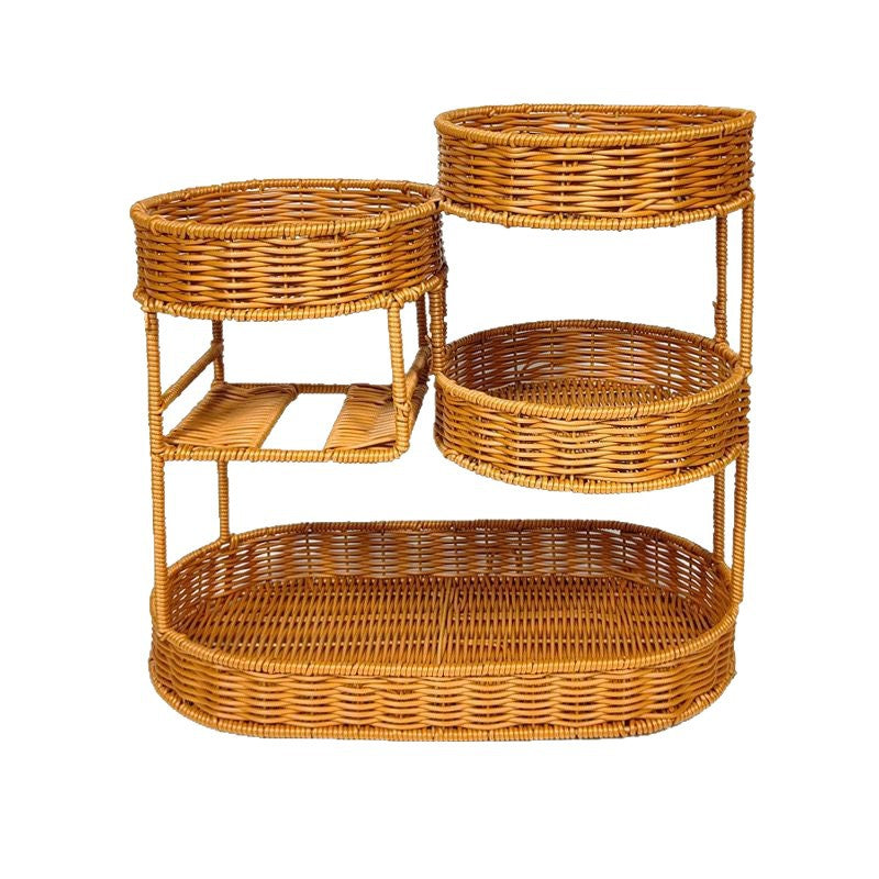 Unisex Rattan Ablage aus drei Ebenen Karnz
