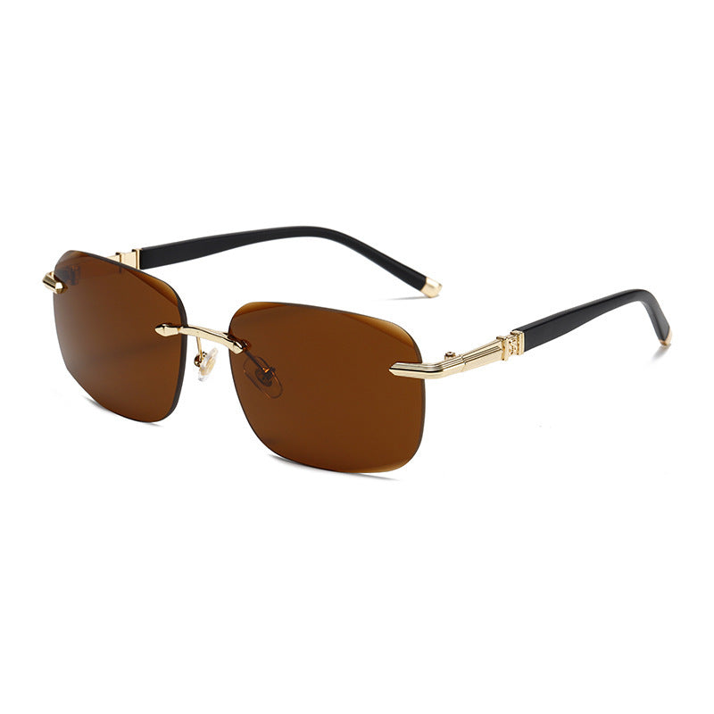 Damen futuristische Sonnenbrille mit filigranem Metallic-Rahmen Karnz