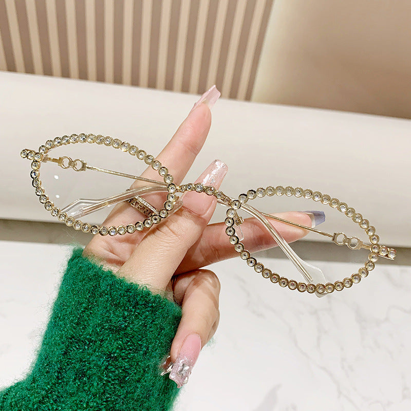 Damen Designer-Brillengestell mit extravagantem Perlenrahmen Karnz