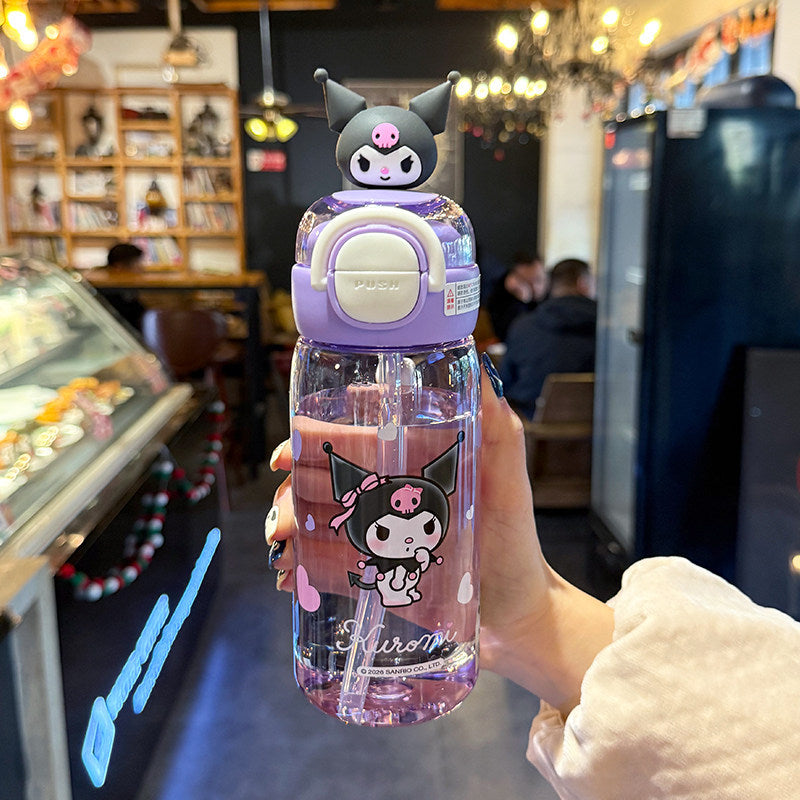 Damen Trinkflasche mit interaktivem Deckel und süßem Charakterdesign Karnz