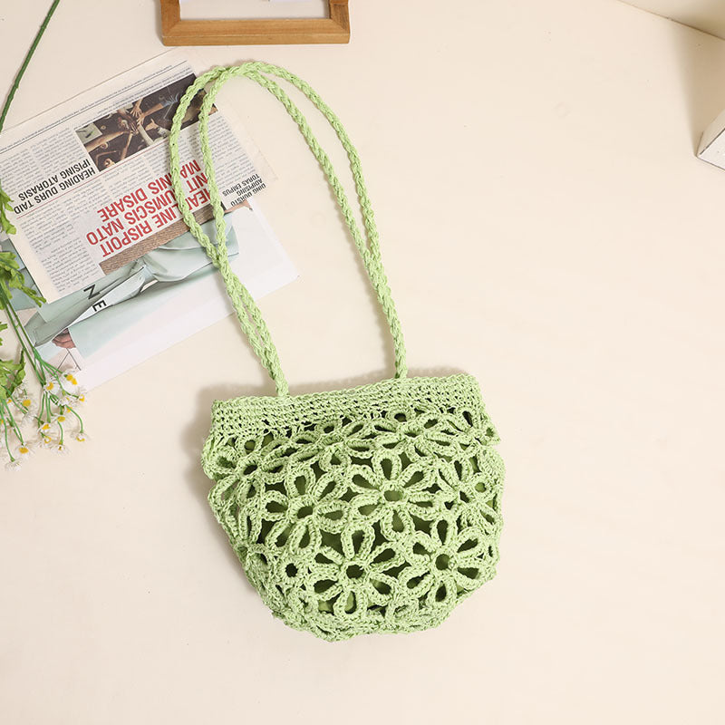 Damen Handgeknüpfte Korbtasche mit floralem Design Karnz