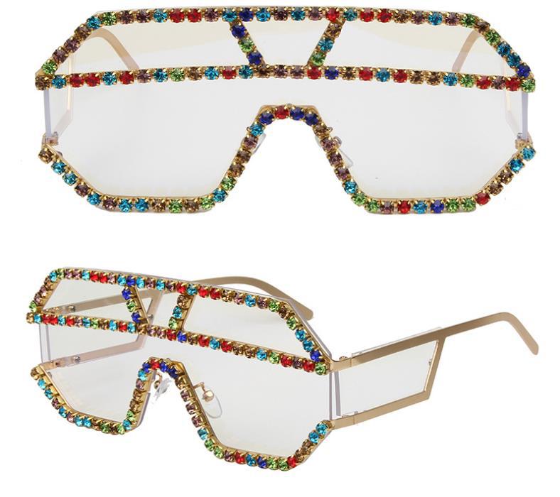Damen stilvolle Sonnenbrille mit geometrischem Rahmen und Strassverzierung Karnz