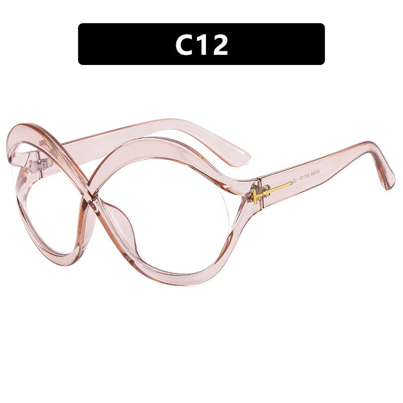 Damen extravagante Cat-Eye Sonnenbrille mit geschwungenem Rahmen Karnz