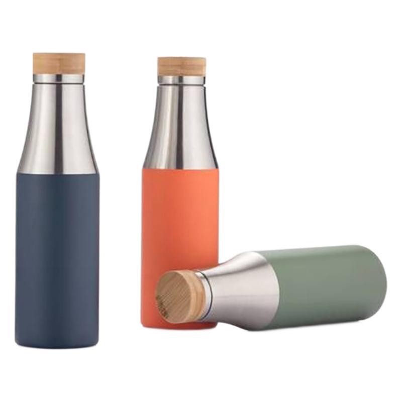 Damen doppelwandige Edelstahl Trinkflasche mit Bambusdeckel Karnz