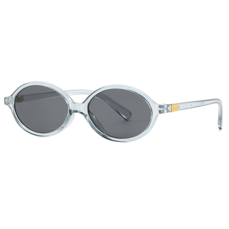 Damen modische Sonnenbrille mit ovalem Rahmen und goldenen Akzenten Karnz