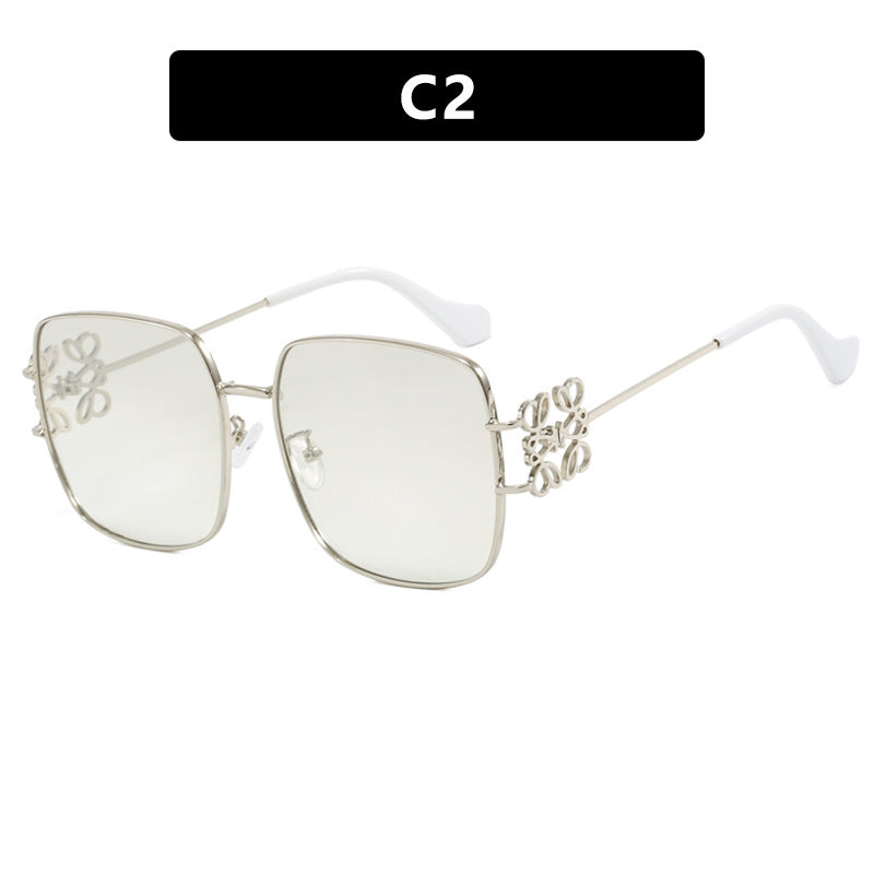 Damen quadratische Sonnenbrille mit filigranem Design und luxuriösem Metallrahmen Karnz
