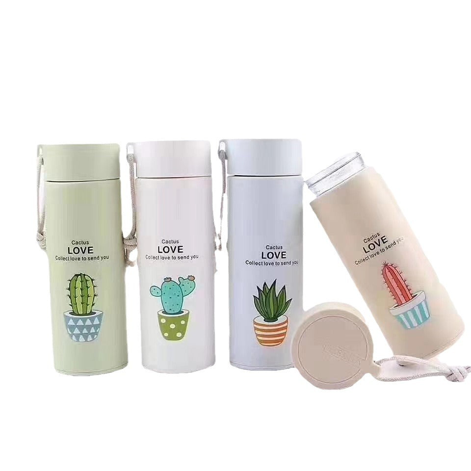 Damen Thermoisolierte Getränkeflasche mit kreativen Kakteen-Motiven Karnz