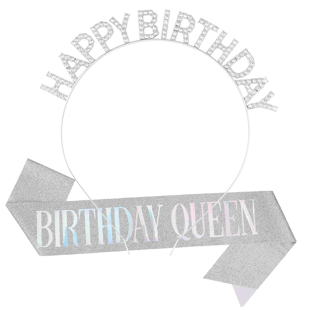 Damen Glitzernder Haarreif mit "Happy Birthday" Aufschrift Karnz