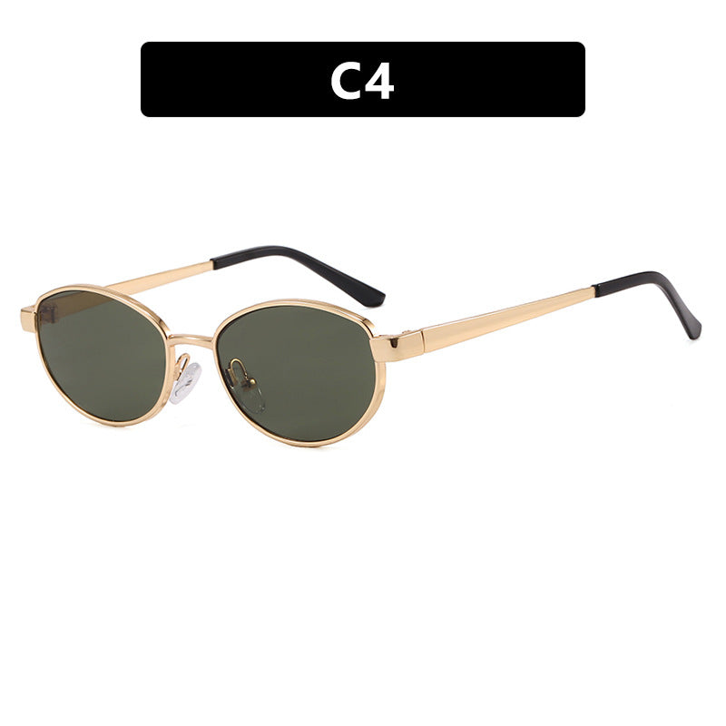 Damen modische Sonnenbrille im eleganten Ovaldesign mit hochwertigem Metallrahmen Karnz