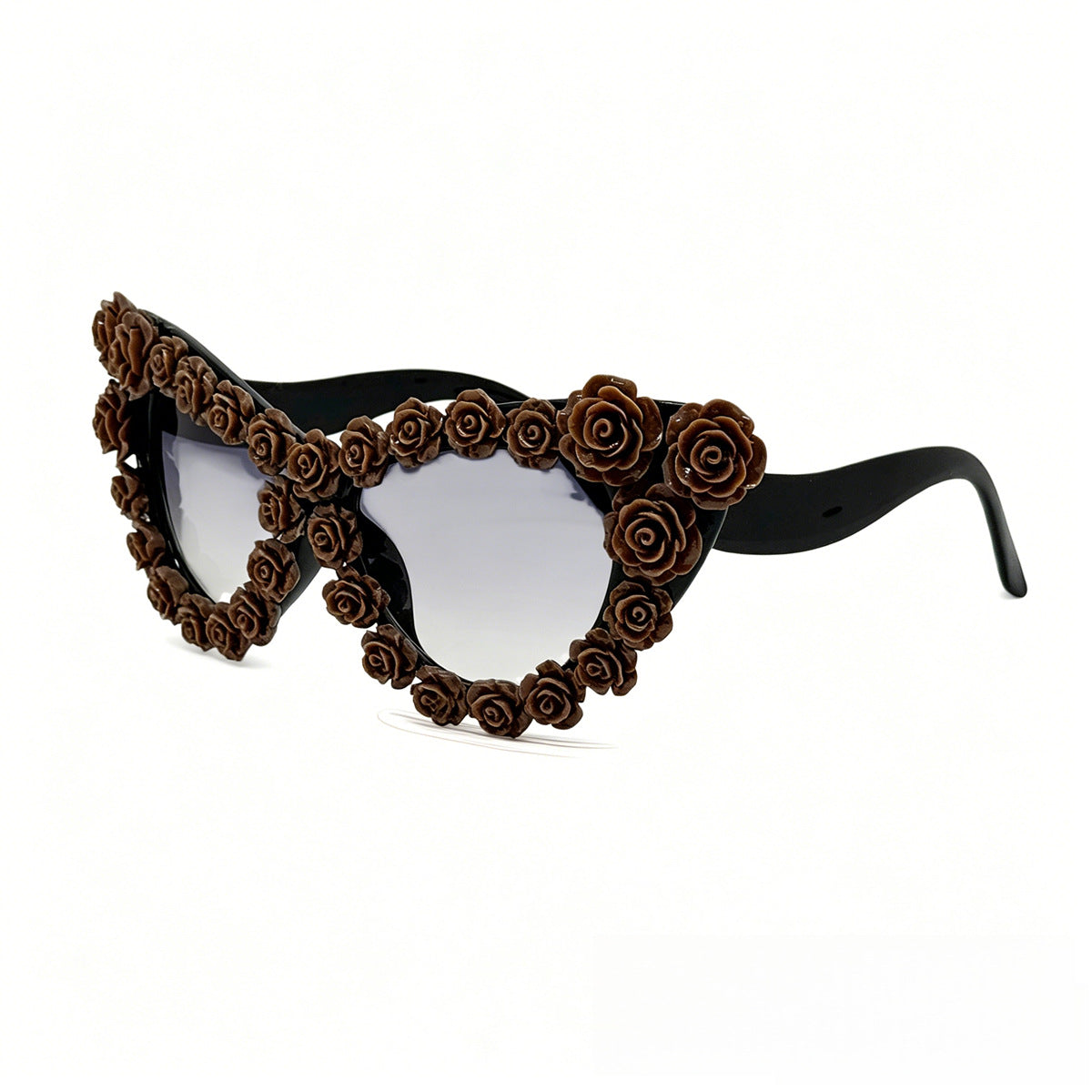 Damen Herzförmige Sonnenbrille mit floraler Applikation Karnz