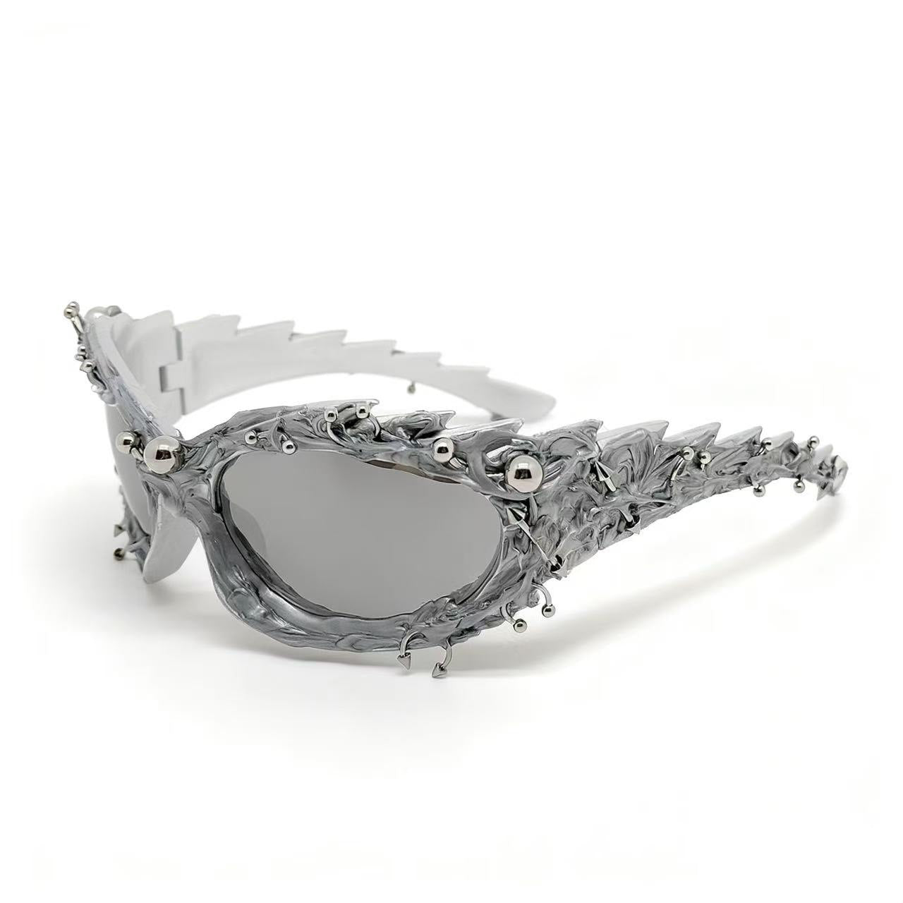 Damen extravagante Designer-Sonnenbrille mit auffälligem Schmuckrahmen Karnz