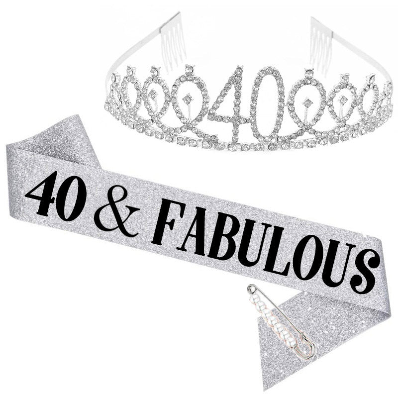 Damen Kristallgeburststags-Tiara und Schärpe-Set Karnz