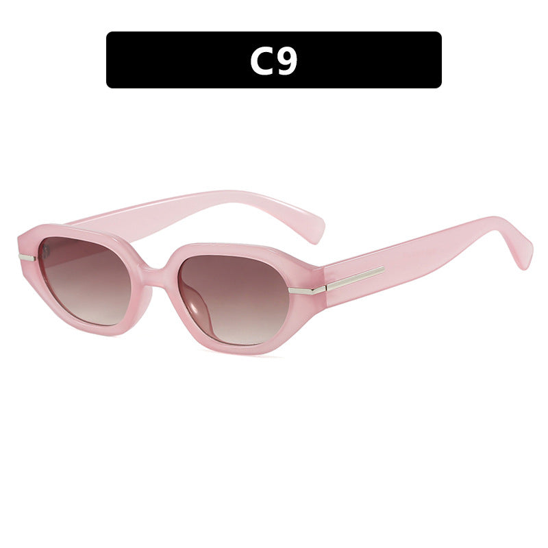 Damen stilvolle geometrische Sonnenbrille mit verspiegelten Gläsern und einzigartigem Rahmen Karnz