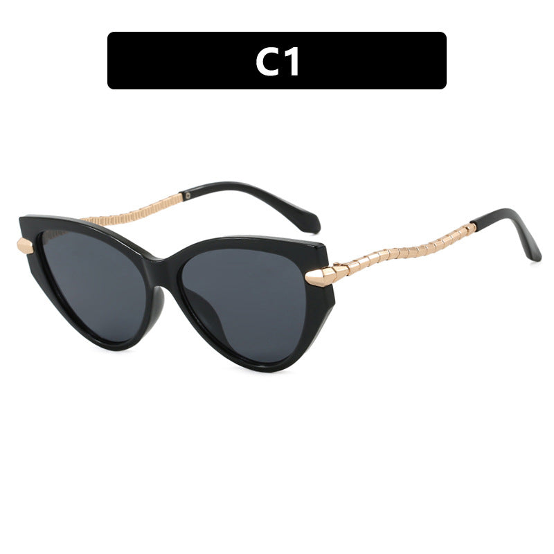 Damen Cat-Eye Sonnenbrille mit elegantem Metallrahmen und modischen Akzenten Karnz