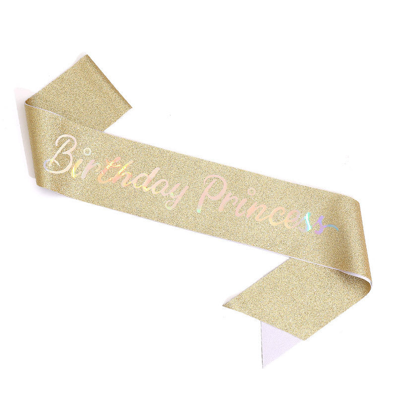 Damen Glitzernde Prinzessinnenkrone mit Birthday Princess Schärpe Karnz