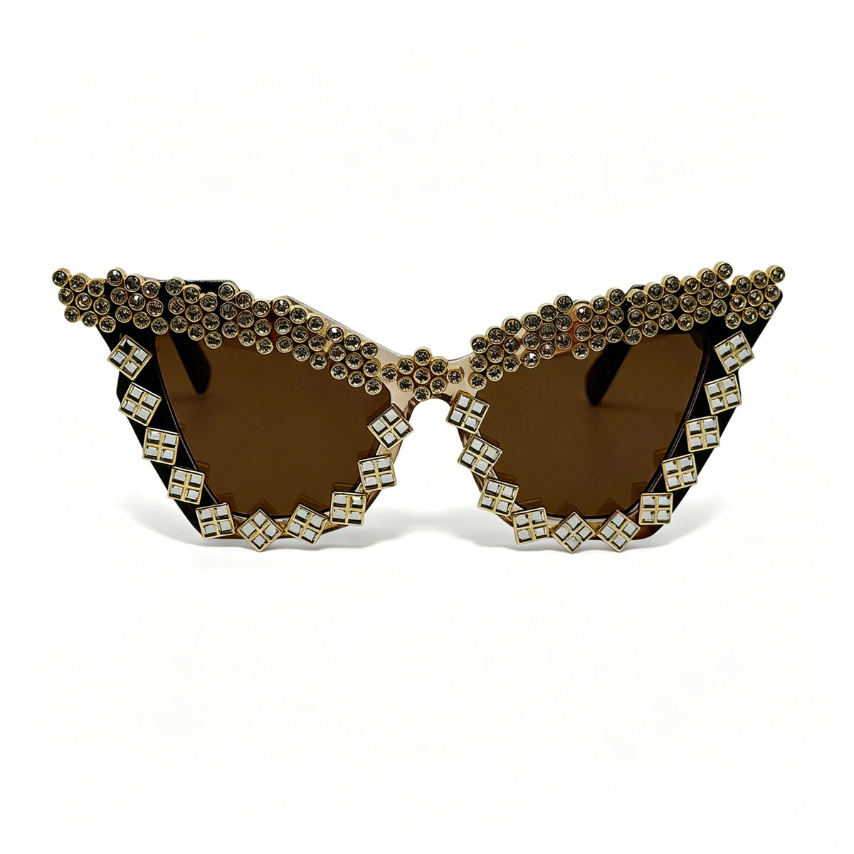 Damen Designer-Sonnenbrille mit glamourösem kristallverziertem Rahmen Karnz