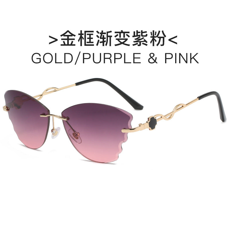 Damen extravagante Cat-Eye Sonnenbrille mit goldenen Akzenten Karnz