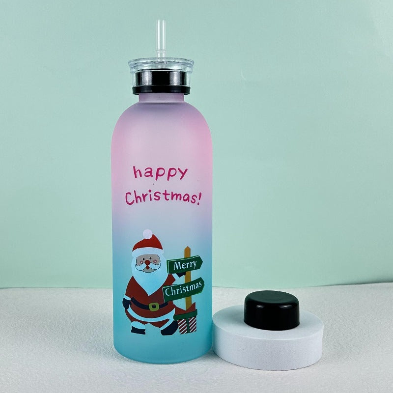Damen Motivierende Trinkflasche mit fröhlichem Weihnachtsdesign Karnz