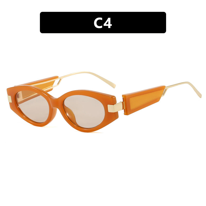 Damen elegante Cat-Eye Sonnenbrille mit goldenen Akzenten Karnz
