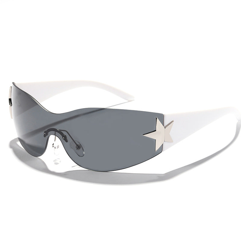 Damen futuristische Design-Sonnenbrille mit einzigartigen Akzenten Karnz