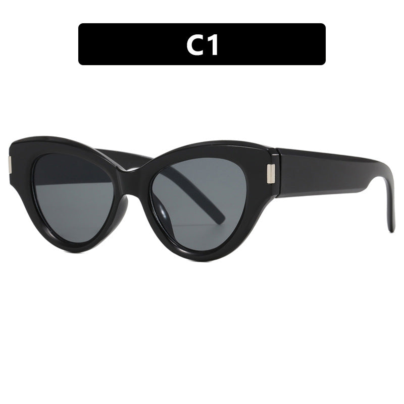 Damen stilvolle Cat-Eye Sonnenbrille mit transparentem Rahmen Karnz