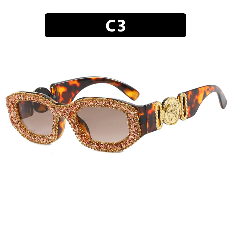 Damen extravagant gestaltete Sonnenbrille mit strassbesetztem Rahmen Karnz