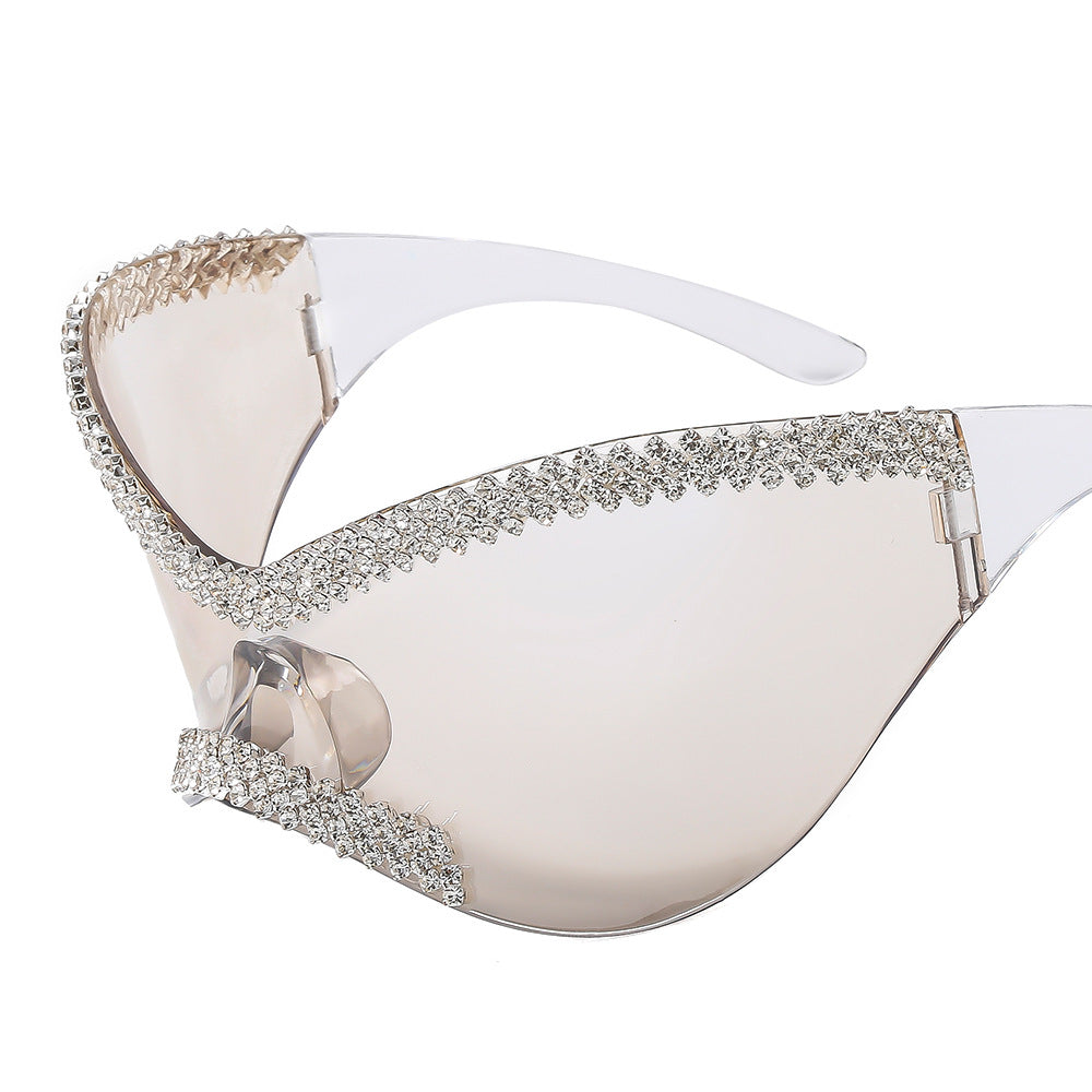 Damen Glamouröse Hochglanz-Sonnenbrille mit Kristallrand Karnz