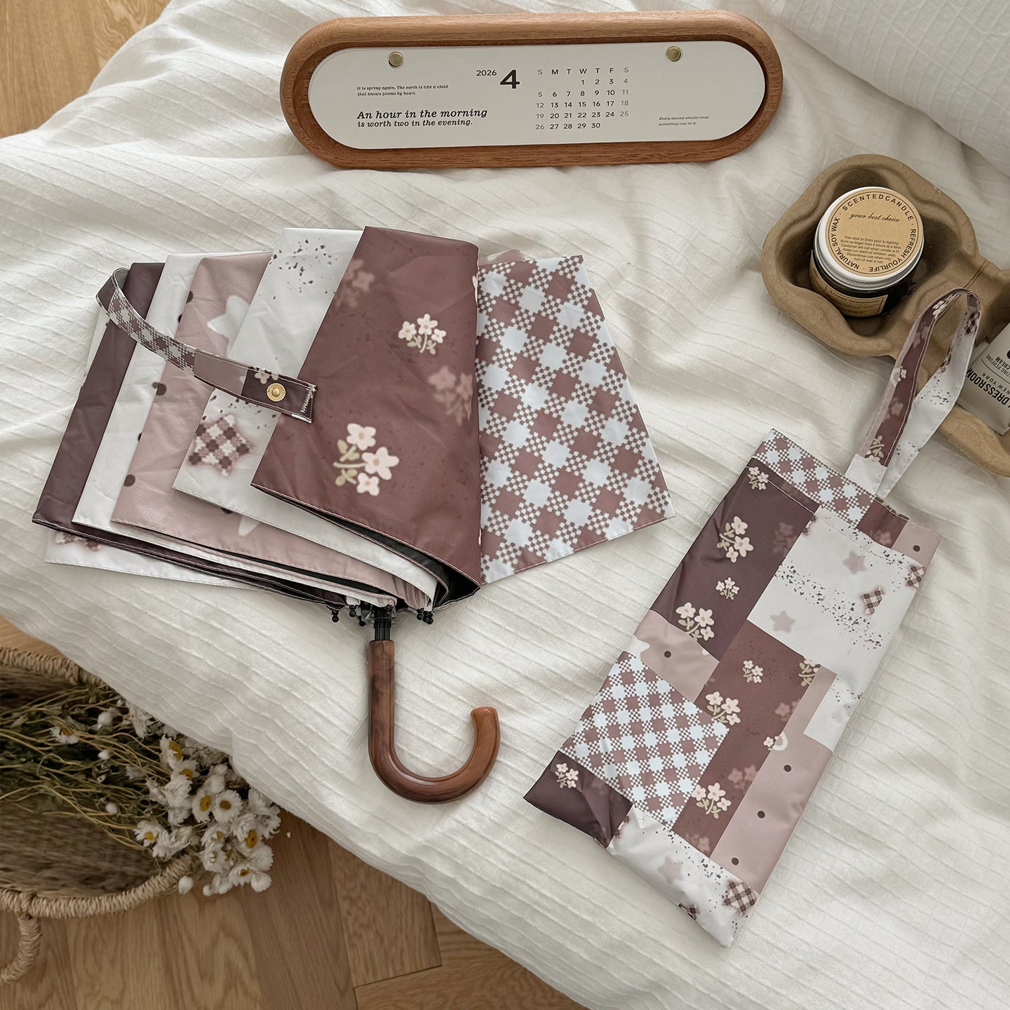Damen Faltbarer Regenschirm mit exklusivem Patchwork-Design Karnz