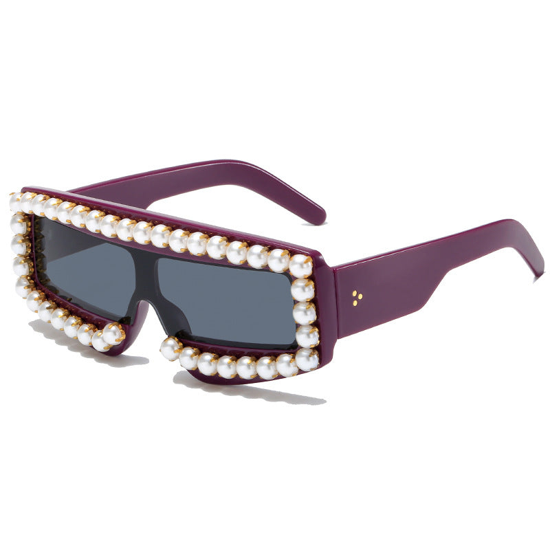 Damen modische Sonnenbrille mit Perlen-Applikationen Karnz