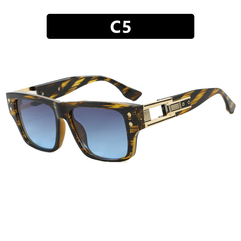 Damen modische quadratische Sonnenbrille mit eleganter goldener Zierstruktur Karnz