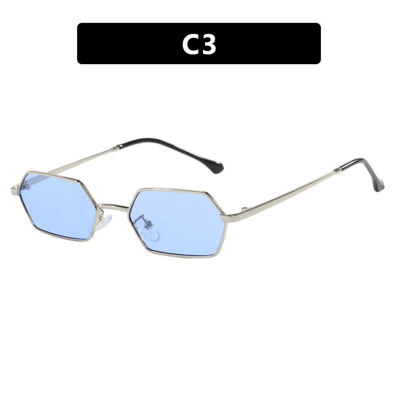 Damen hexagonale Sonnenbrille mit elegantem Metallrahmen und UV-Schutz Karnz