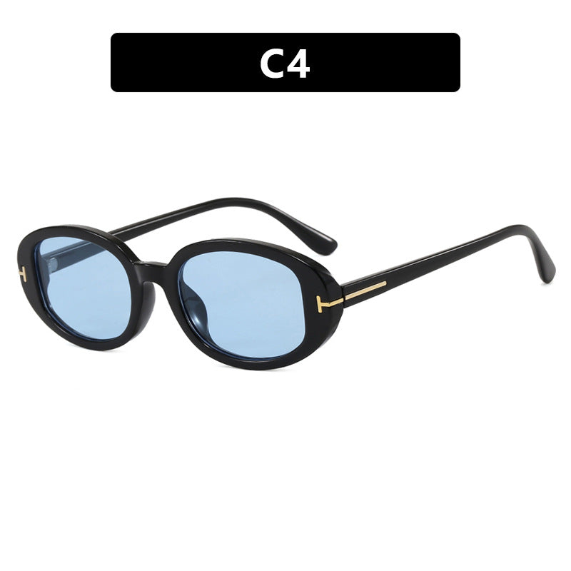 Damen stilvolle ovale Sonnenbrille mit goldenen Details Karnz