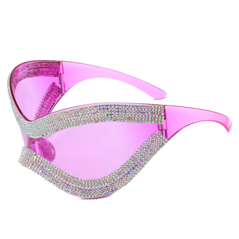 Damen glamouröse Sonnenbrille mit strassbesetztem Rahmen Karnz