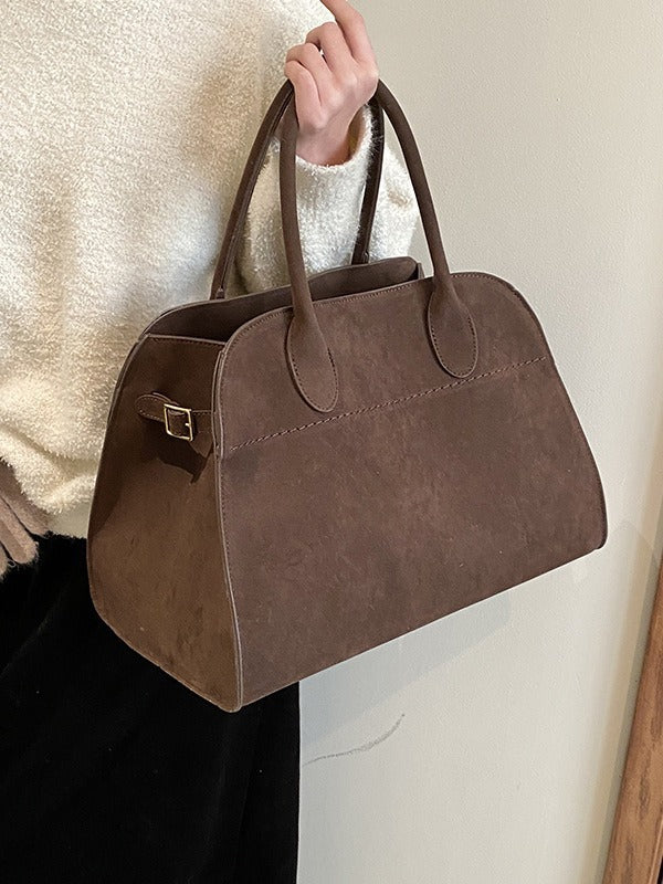 Damen Elegante Handtasche aus hochwertigem Wildleder mit verstärktem Tragegriff Karnz