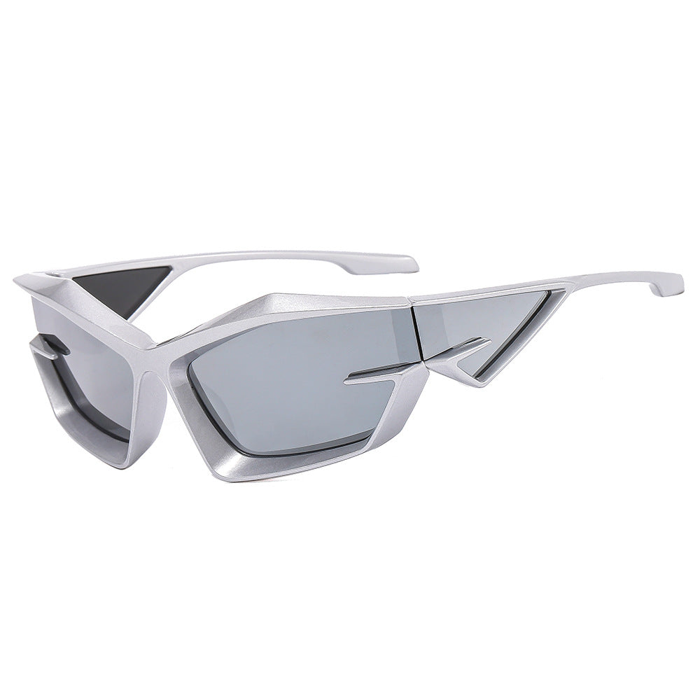 Damen futuristische Sonnenbrille mit einzigartigem Polygon-Design Karnz