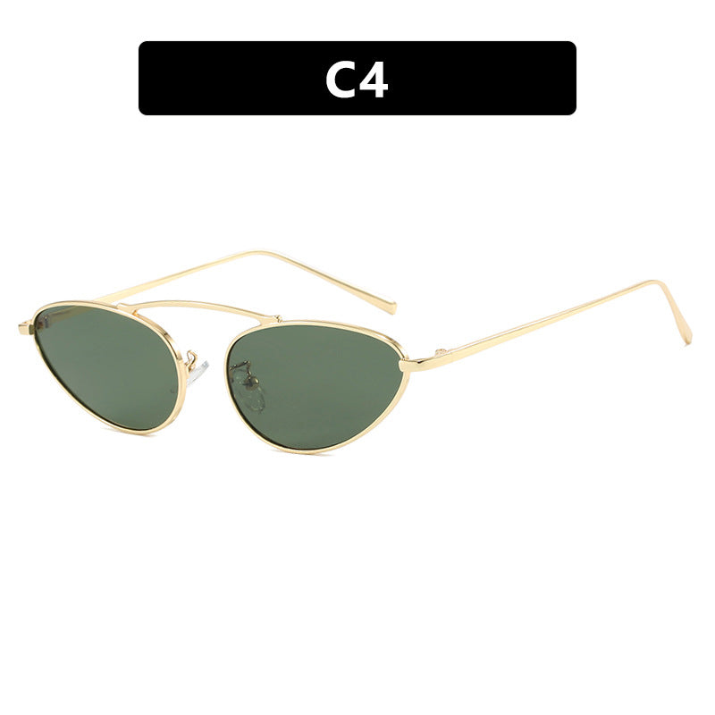 Damen trendige Cat-Eye Sonnenbrille mit schmalem Metallrahmen Karnz