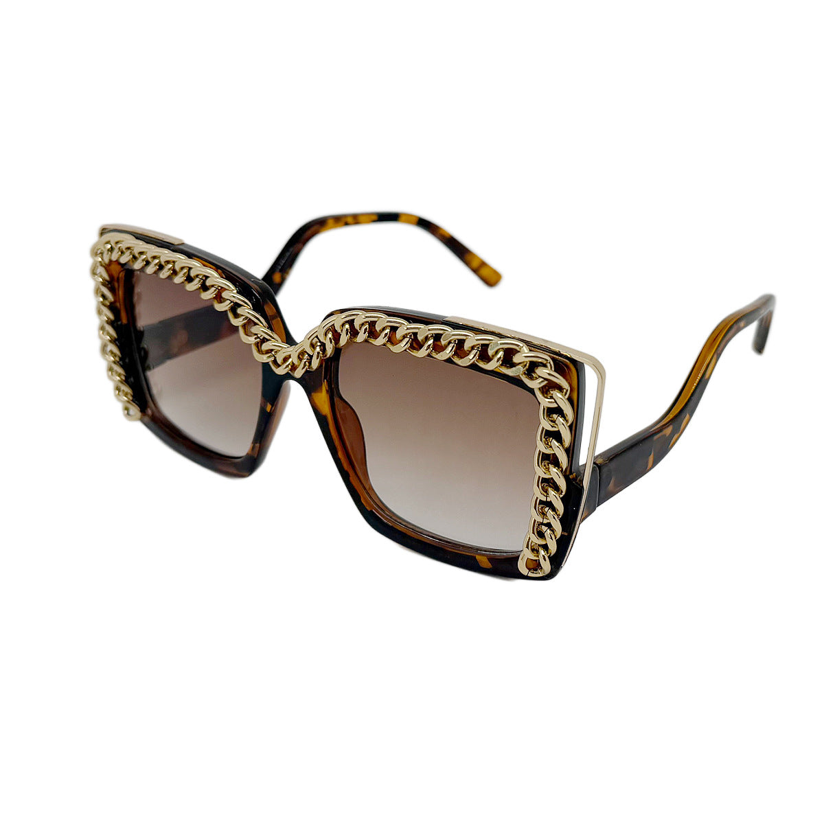 Damen modische oversized Sonnenbrille mit Kettenrahmen Karnz