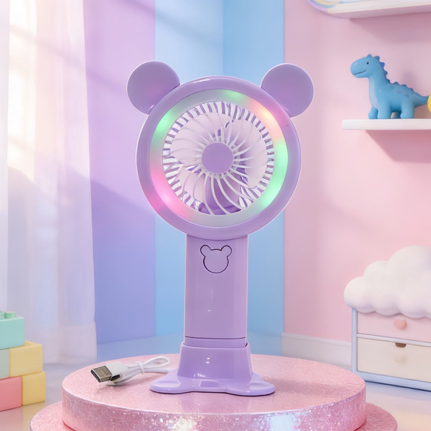 Damen Tragbarer Handventilator im fröhlichen Bärendesign Karnz