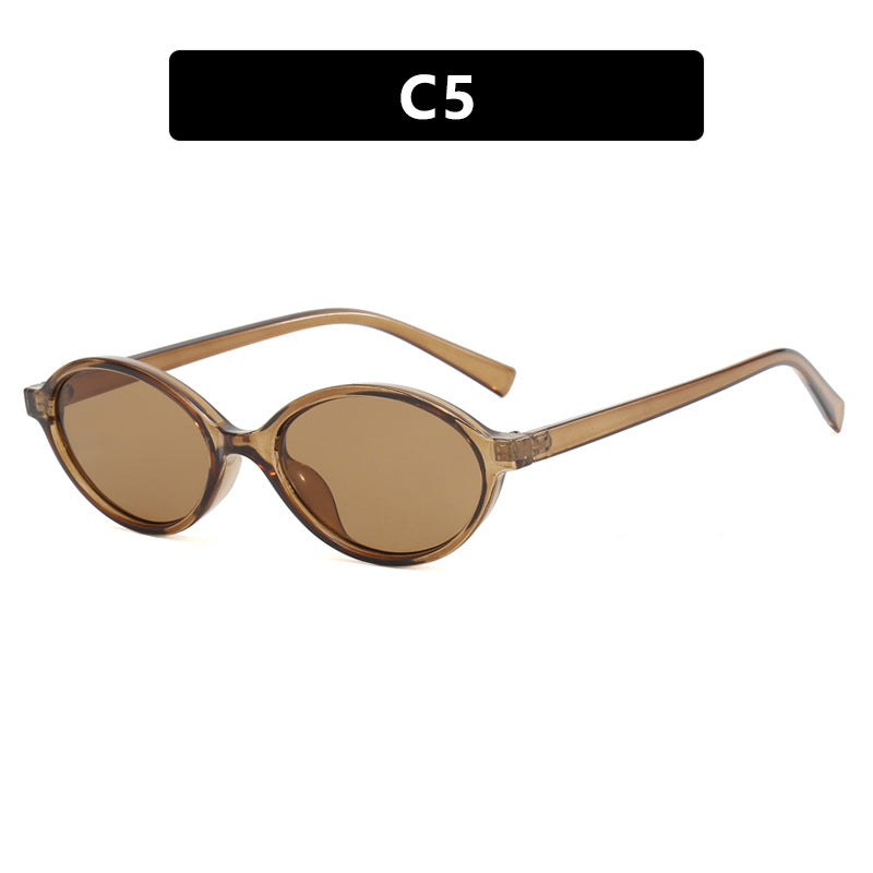 Damen modische ovale Sonnenbrille mit geschwungenem Rahmen und UV-Schutz Karnz