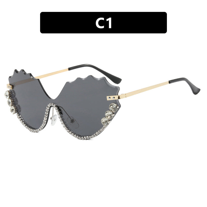 Damen extravagante Sonnenbrille mit glitzerndem Akzent und einzigartigem Design Karnz