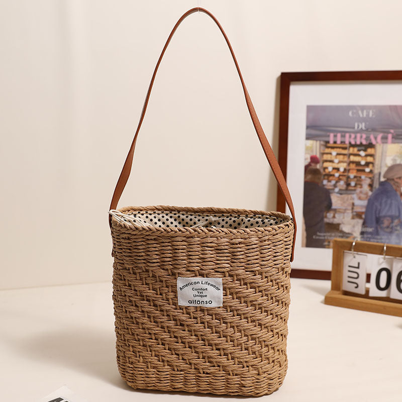 Damen Korbtasche mit elegantem Ledergriff Karnz