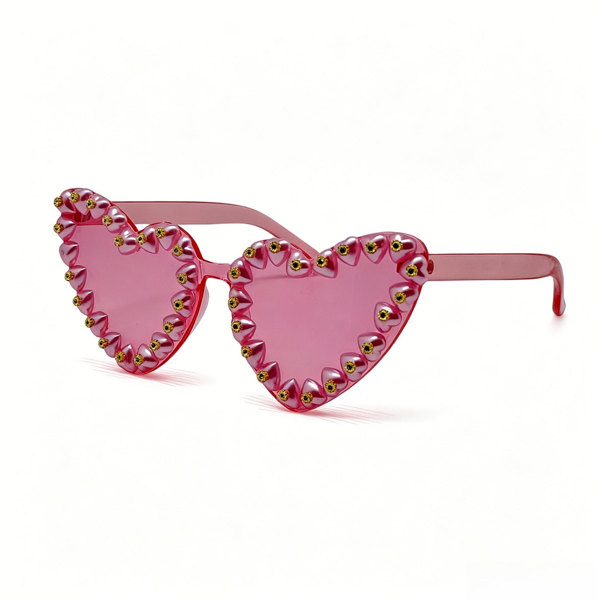 Damen Herzförmige Sonnenbrille mit extravaganten Schmuckdetails Karnz