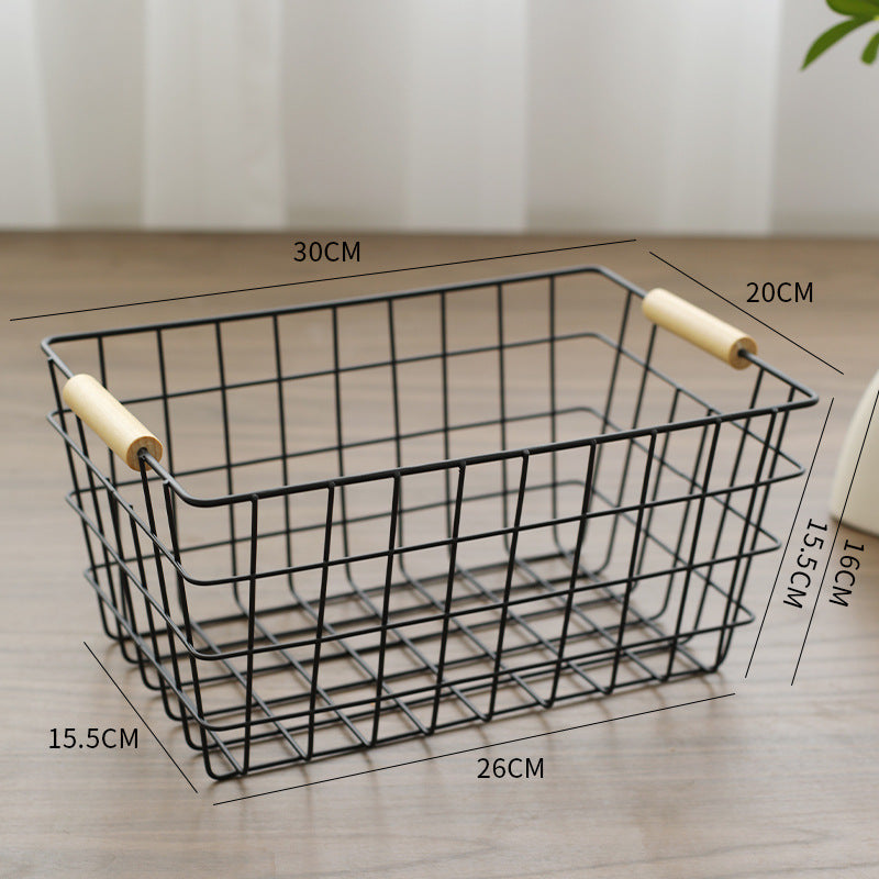 Unisex Drahtaufbewahrungskorb mit ergonomischen Holzgriffen Karnz