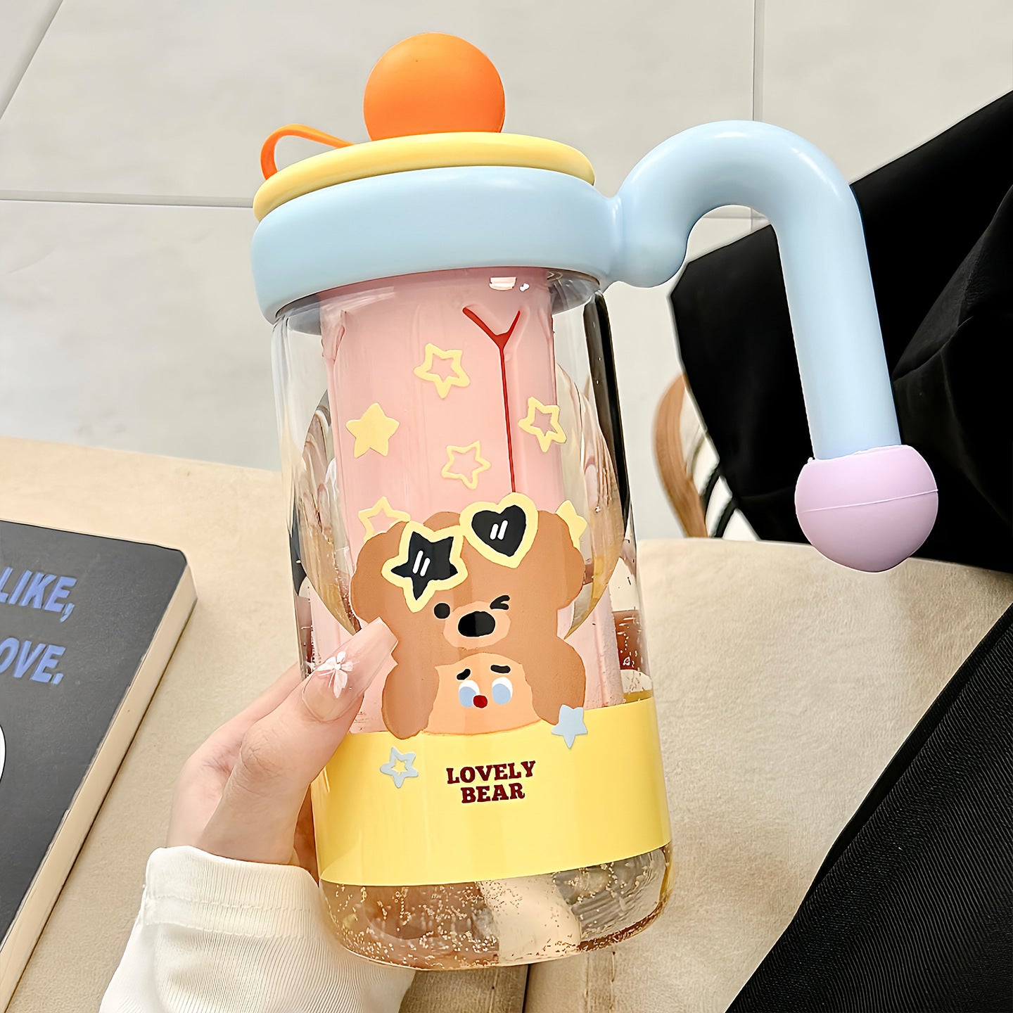 Damen Trinkflasche mit verspieltem Katzenmuster Karnz