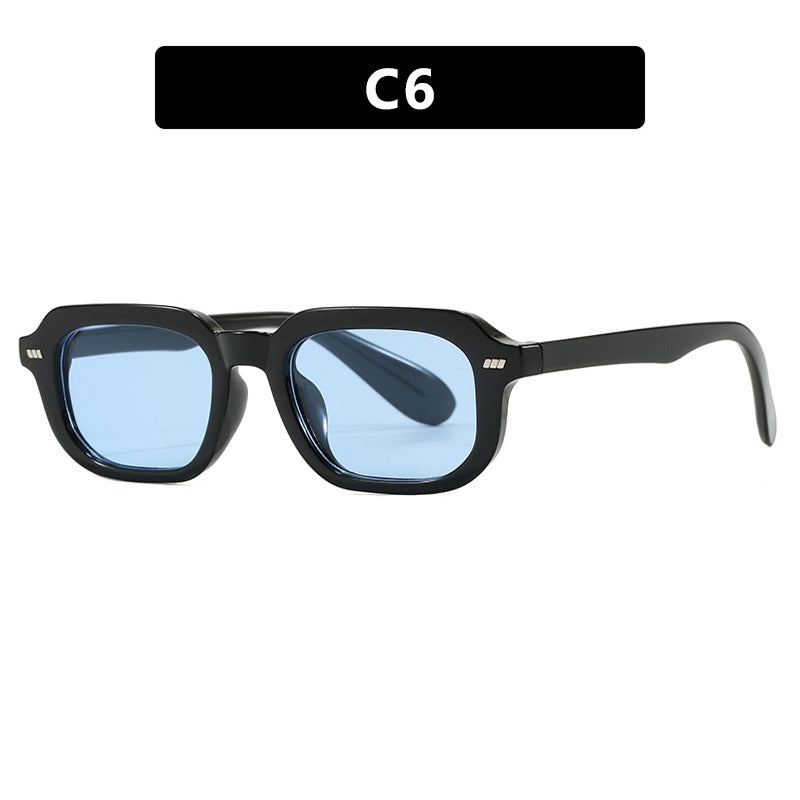 Damen quadratische Sonnenbrille mit hochglänzendem transparentem Rahmen und polarisierenden Gläsern Karnz