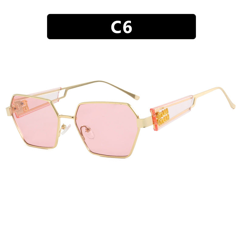 Damen hexagonale Sonnenbrille mit elegantem Metallrahmen und schützenden Gläsern Karnz