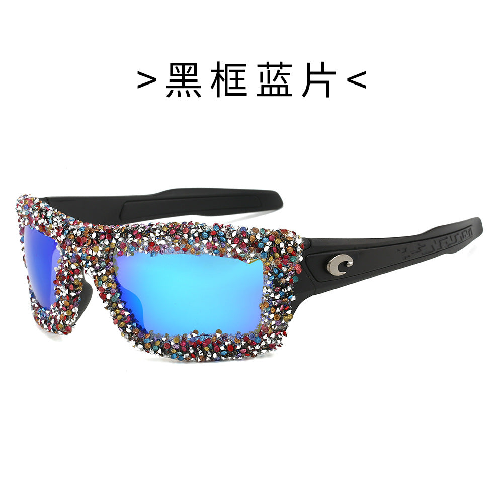 Damen Sportliche Sonnenbrille mit funkelndem Strassrahmen Karnz