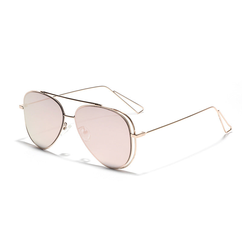 Damen Retro-flieger Sonnenbrille mit silbernem Metallrahmen und verspiegelten Gläsern Karnz